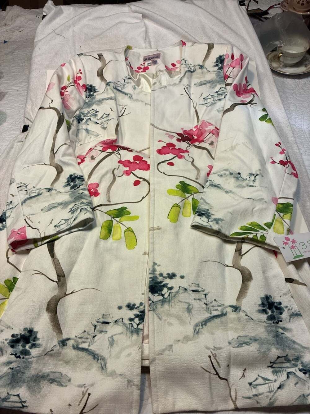 3 Sisters Floral Botanical Print Longline Jacket